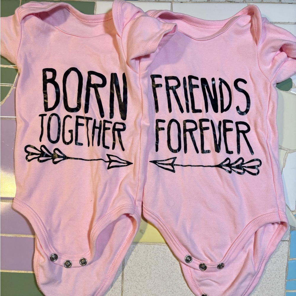 Pink Baby One Piece Set - Born Together Friends Forever